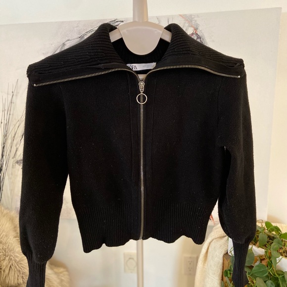 ZARA Black cardigan with zipper size small - Picture 5 of 8